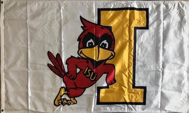 Iowa State Cyclones Flag 3x5 Leaning Cy 2 Sided White Cardinal 34792 Heartland Flags