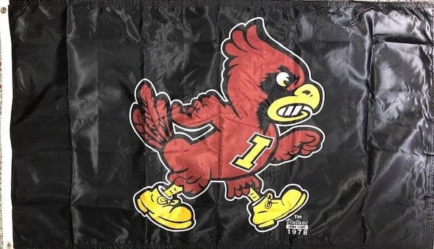Iowa State Flag 3x5 Angry Cy Logo 2 Sided Black or Cardinal 983214 Heartland Flags