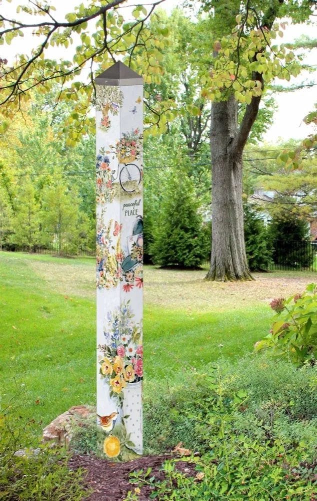 Joyful Garden Art Pole Painted Peace 60 Inches Tall Susan Winget PL60007 Heartland Flags