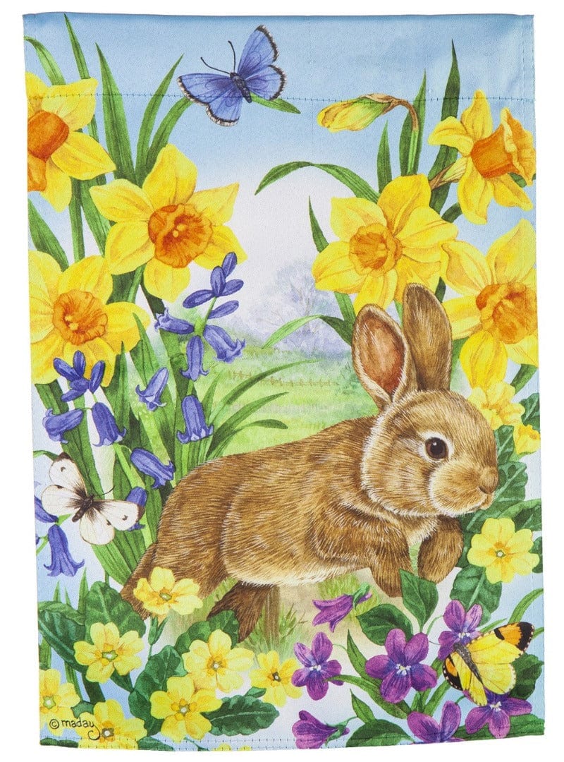 Jump In To Spring Garden Flag 2 Sided Bunny Flowers 14S10641 Heartland Flags