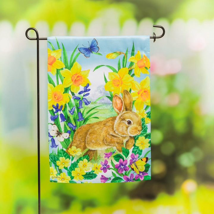 Jump In To Spring Garden Flag 2 Sided Bunny Flowers 14S10641 Heartland Flags