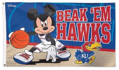 Kansas Jayhawks Flag 3x5 Mickey Mouse Basketball 65884117 Heartland Flags