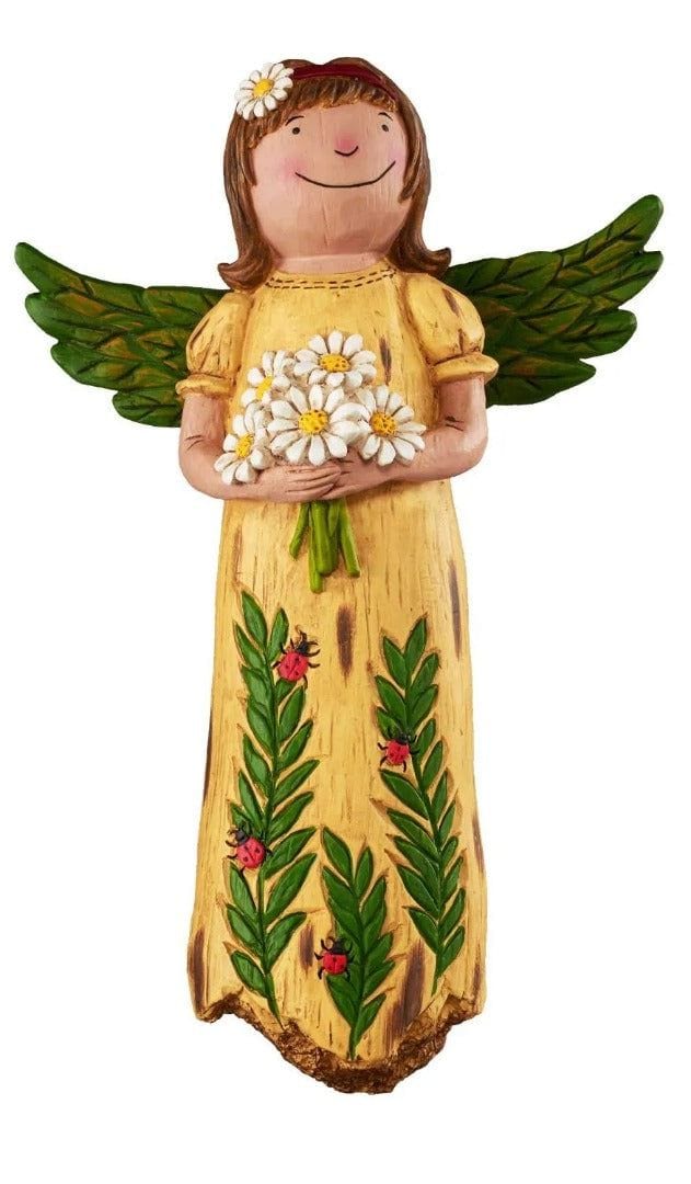 Ladybugs and Daisies Garden Angel Figurine Wings of Whimsy WW018 Heartland Flags