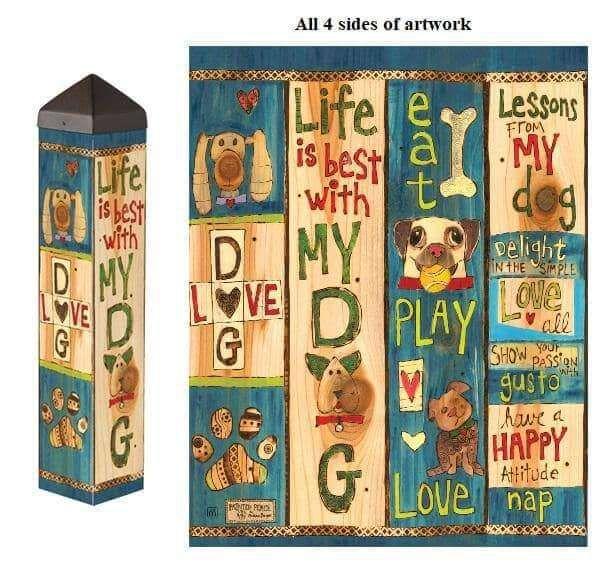 Lessons From My Dog Art Pole 20 Inches Tall Eat Play Love PL1115 Heartland Flags