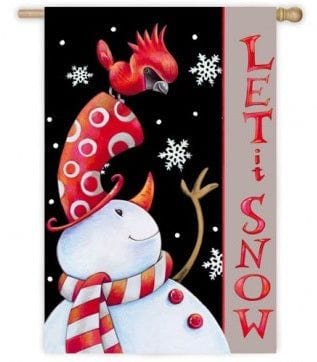 Let It Snow Banner 2 Sided Snowman Cardinal House Flag 13S3565 Heartland Flags