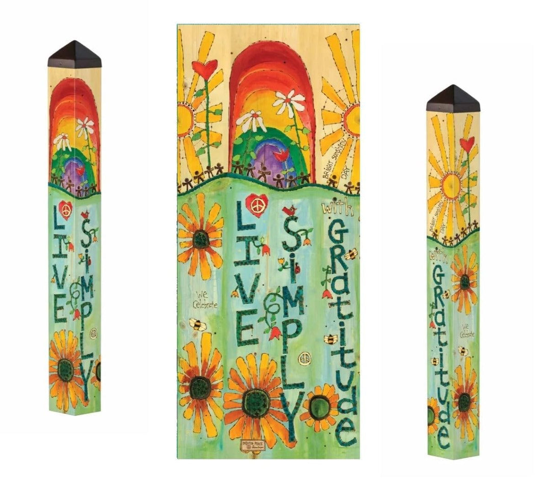 Live With Gratitude Art Pole 40 Inches Tall Painted Peace Burgess PL40004 Heartland Flags