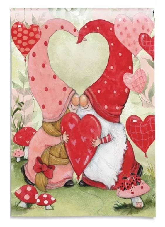 Love Gnomes Valentine Garden Flag 2 Sided 32261 Heartland Flags