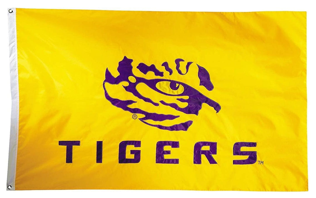 LSU Tigers Flag 2 Sided 3x5 Applique Tiger Eye 33015 Heartland Flags