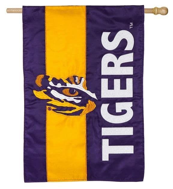 LSU Tigers Flag 2 Sided Embellished Tiger Eye Applique House Banner 15SF921 Heartland Flags