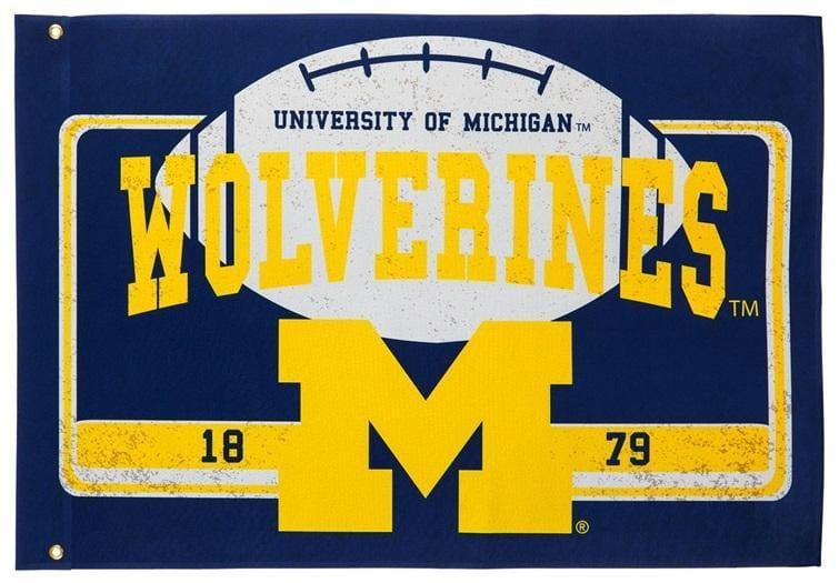 Michigan Wolverines Flag 2 Sided Football Logo 17L920 Heartland Flags