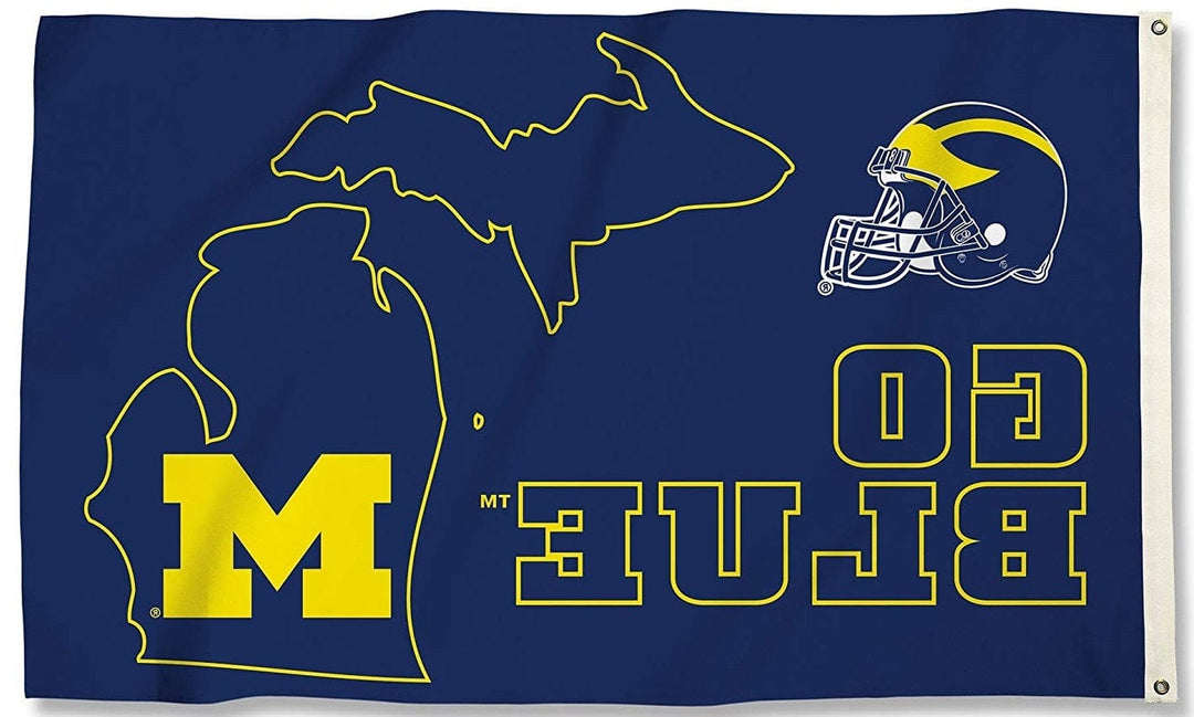 Michigan Wolverines Flag 3x5 State Outline Go Blue 35203 Heartland Flags