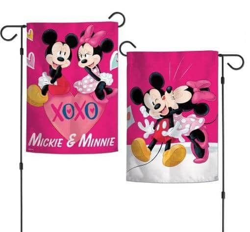 Mickey and Minnie Valentine Garden Flag 2 Sided Love Happens Here 94422118 Heartland Flags