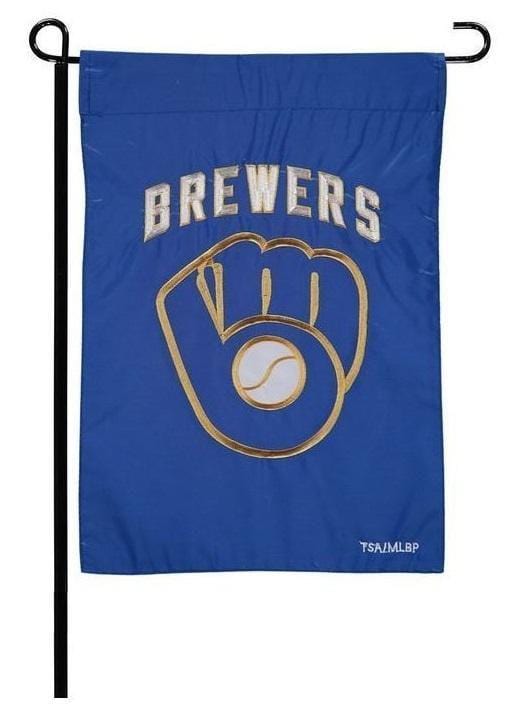 Milwaukee Brewers Garden Flag 2 Sided Applique MLB Official Glove Logo 164215 Heartland Flags
