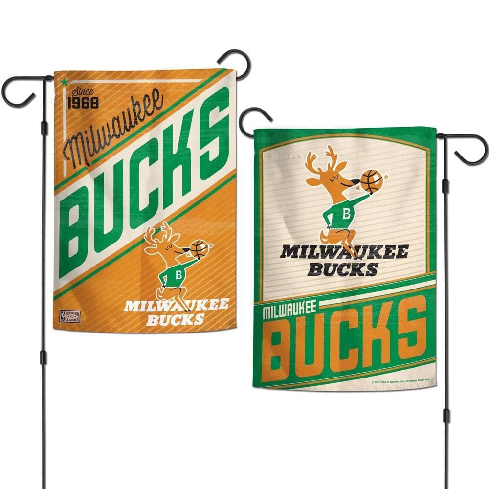 Milwaukee Bucks Garden Flag 2 Sided Retro Logo 44151321 Heartland Flags