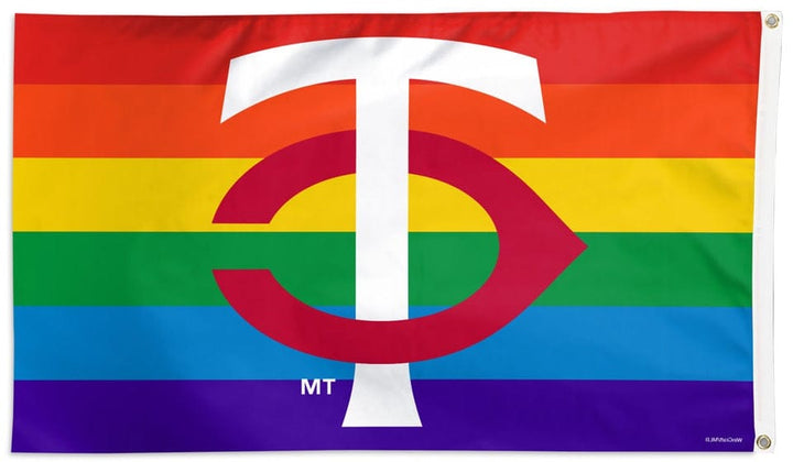 Minnesota Twins Flag 3x5 TC New Logo Pride Rainbow 33968323 Heartland Flags