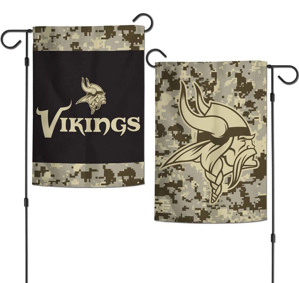Minnesota Vikings Garden Flag 2 Sided Camo Military Tribute 59671322 Heartland Flags