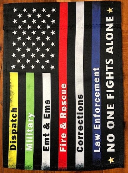 No One Fights Alone Garden Flag 2 Sided First Responders 58431 Heartland Flags
