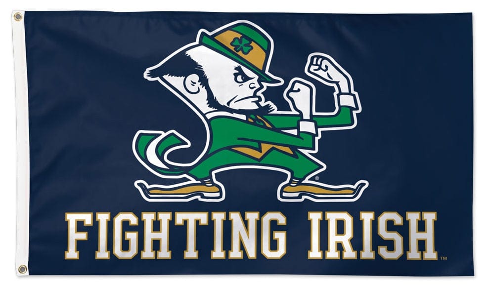 Notre Dame Fightin Irish Flag 3x5 Leprechaun Logo Navy 02227117 Heartland Flags