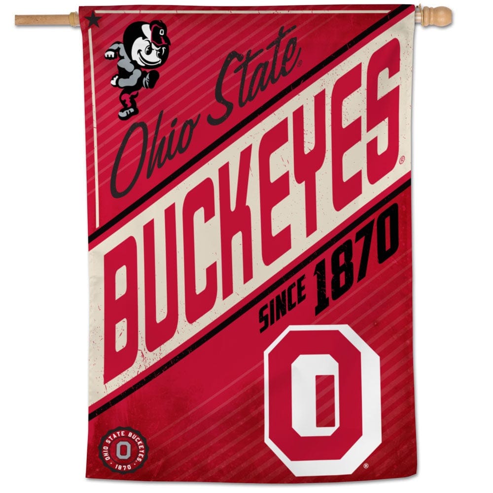 Ohio State Buckeyes Banner Vertical Retro Logo Flag 42238321 Heartland Flags