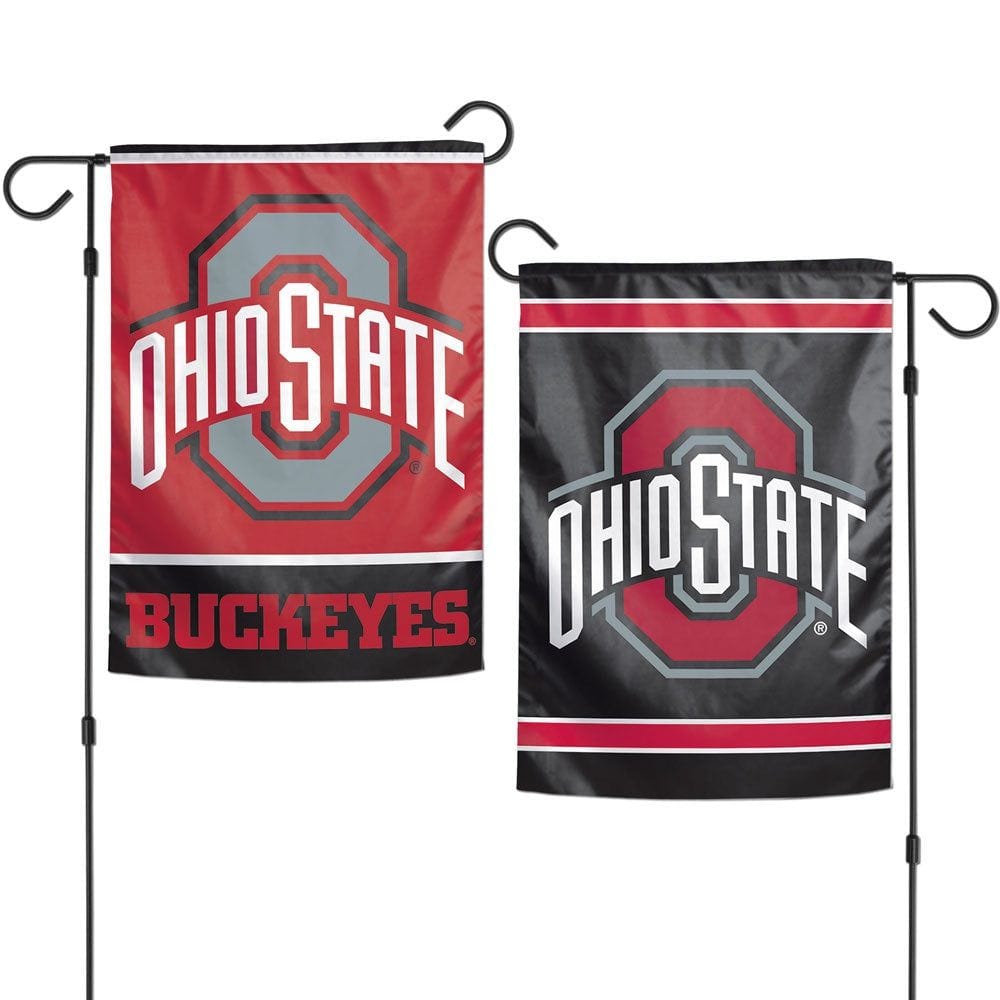 Ohio State Buckeyes Garden Flag 2 Sided Black Red Logo 16137017 Heartland Flags