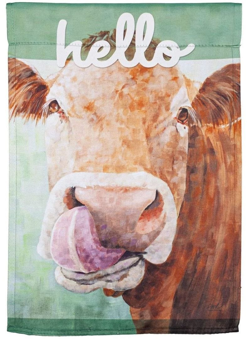 On The Nose Cow Garden Flag 2 Sided Decorative 14S10299 Heartland Flags