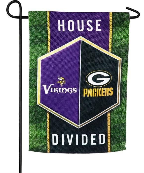 Packers vs Vikings 2 Sided House Divided Garden Flag 14S38113817 Heartland Flags