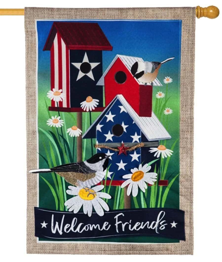Patriotic Birdhouses Flag 2 Sided Welcome Friends 13L9146 Heartland Flags