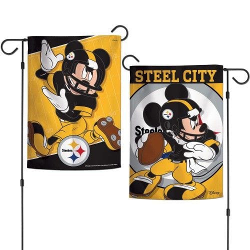 Pittsburgh Steelers Garden Flag 2 Sided Mickey Mouse Steel City 67679117 Heartland Flags