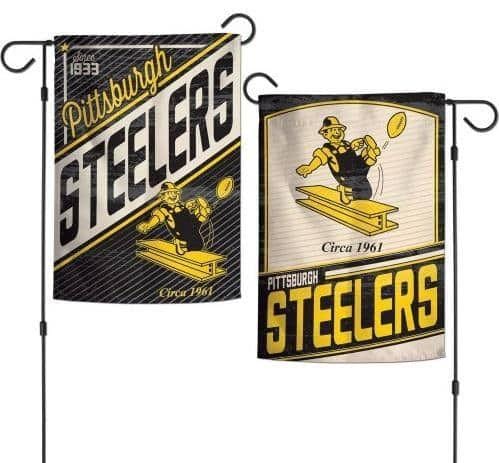 Pittsburgh Steelers Garden Flag 2 Sided Retro Classic Logo 08177219 Heartland Flags