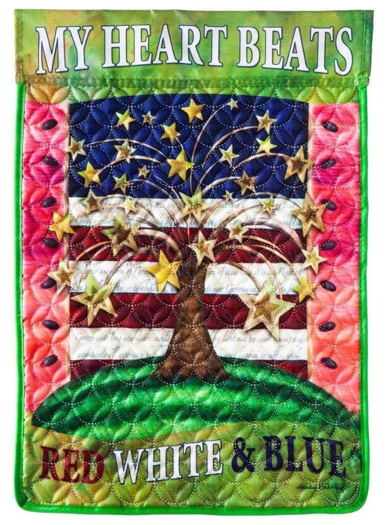 Quilted American Heartbeat Garden Flag 2 Sided 14Q9878 Heartland Flags