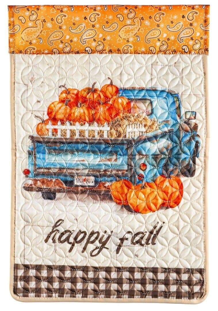 Quilted Happy Fall Truck Garden Flag 2 Sided 14Q10001 Heartland Flags