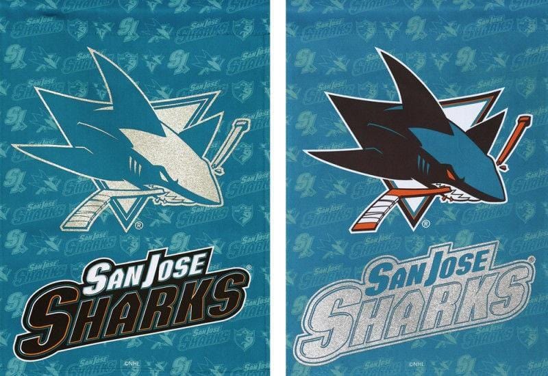 San Jose Sharks Garden Flag 2 Sided Glitter Logo 14S4373BL Heartland Flags