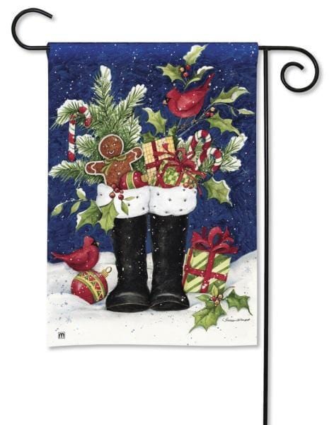 Santa's Boots Garden Flag 2 sided Christmas 35006 Heartland Flags