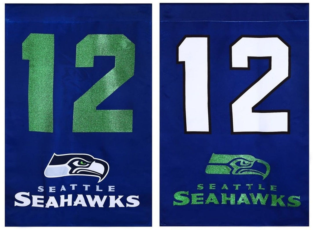 Seattle Seahawks Flag 2 Sided NFL 12th Man House Banner Glitter 13S3827BLB Heartland Flags