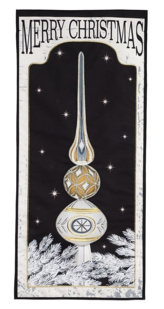 Silver and Gold Tree Topper Long Garden Flag 2 Sided XL Merry Christmas 14L10615XL Heartland Flags