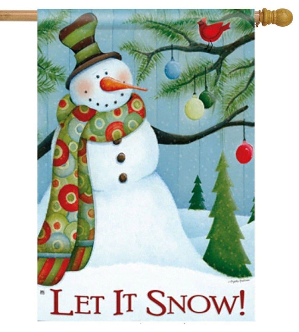 Snowman Let It Snow Winter Banner 2 Sided House Flag 97191 Heartland Flags