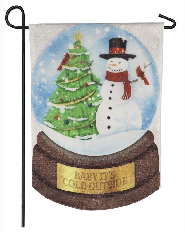 Snowman Snow Globe Christmas Garden Flag 2 Sided Baby It's Cold Outside 14L8693 Heartland Flags