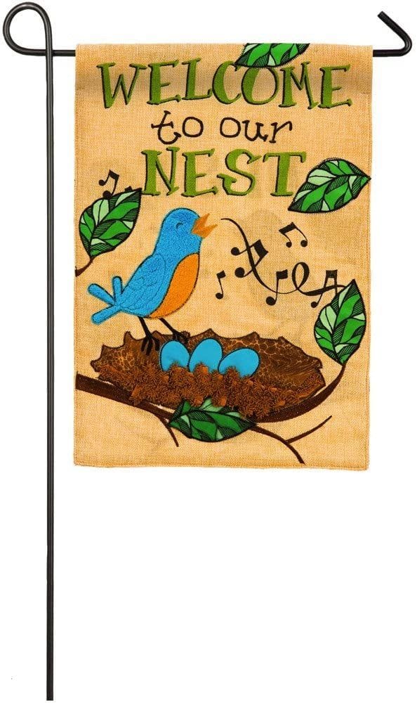 Songbird on a Nest Garden Flag 2 Sided Burlap 14B4041BL Heartland Flags