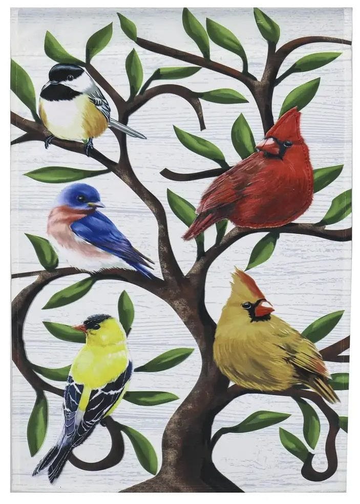 Songbirds in Tree of Life Trelis Garden Flag 2 Sided Applique 169262SA Heartland Flags