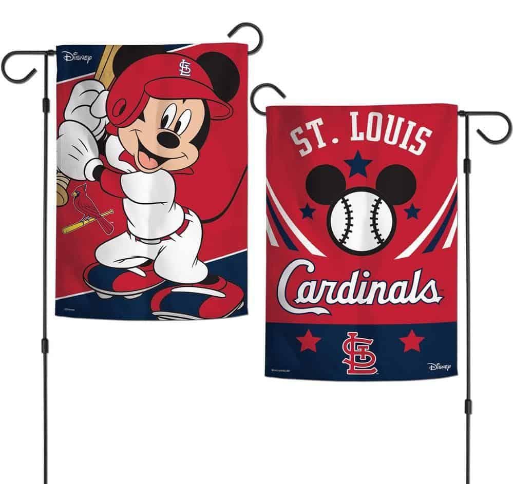St Louis Cardinals Garden Flag 2 Sided Mickey Mouse