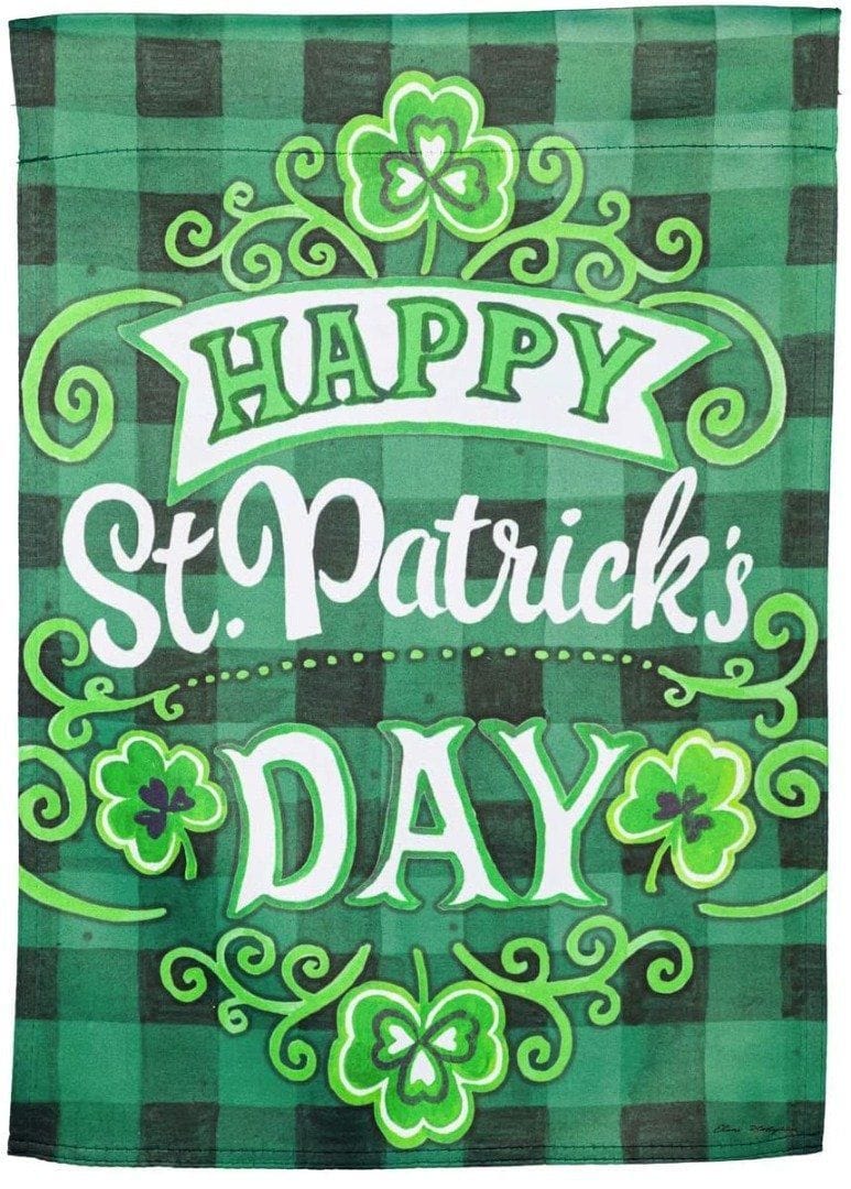 St Patricks Day Green Check Garden Flag 2 Sided Decorative 14S10175 Heartland Flags