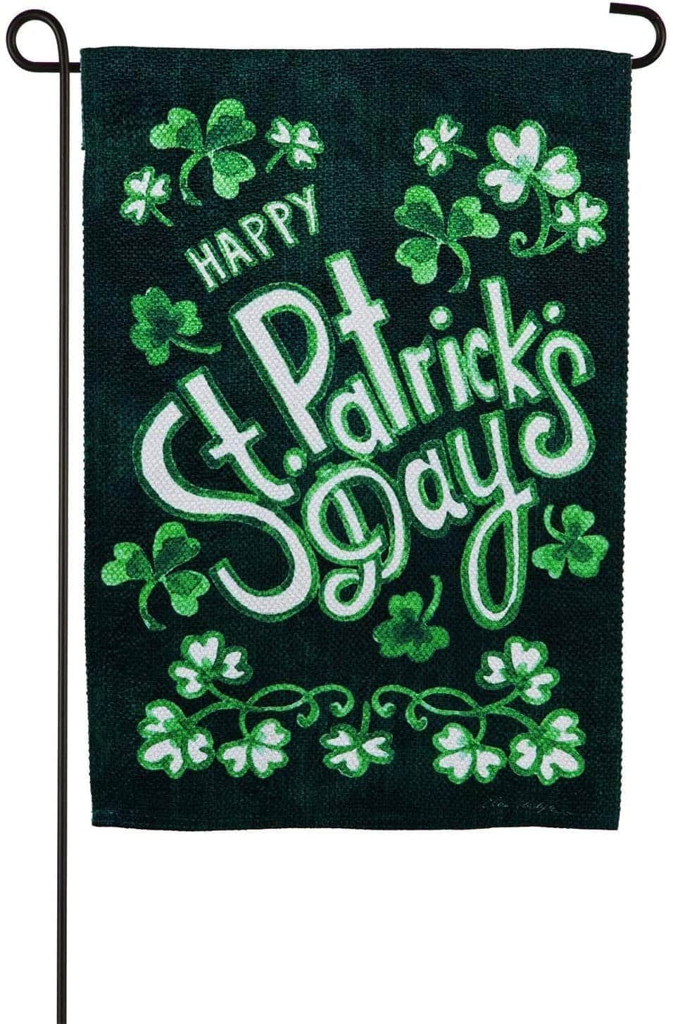 St Patricks Day Shamrocks Garden Flag 2 Sided Textured 14ES9483 Heartland Flags