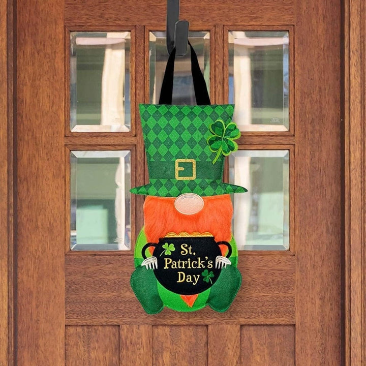 St Patricks Lucky Gnome Door Decoration Hanger Burlap DH02034 Heartland Flags