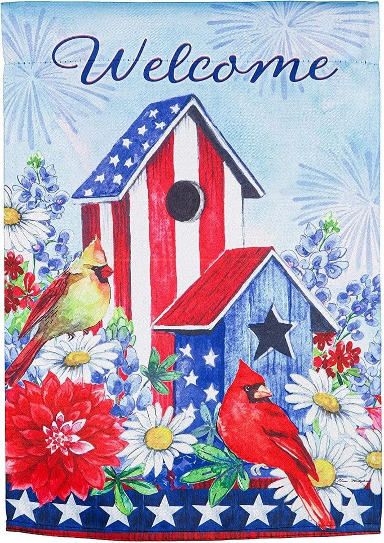 Stars and Stripes Birdhouse Garden Flag 2 Sided Patriotic 14S10368 Heartland Flags