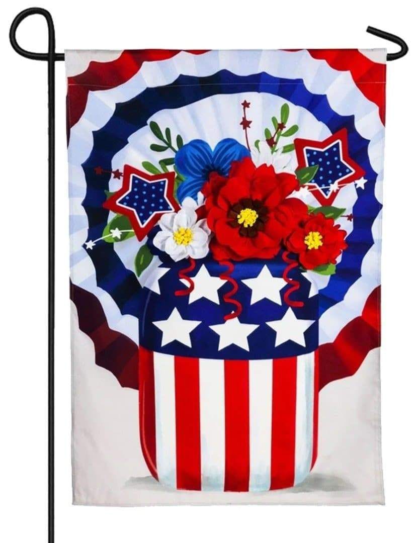 Stars and Stripes Mason Jar Bouquet Garden Flag 2 Sided 14L9860 Heartland Flags