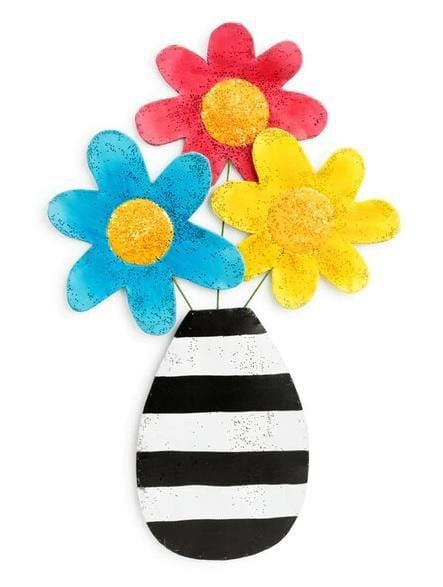Summer Flowers In Striped Vase Door Decoration Peri Woltjer Screenings 2020210303 Heartland Flags