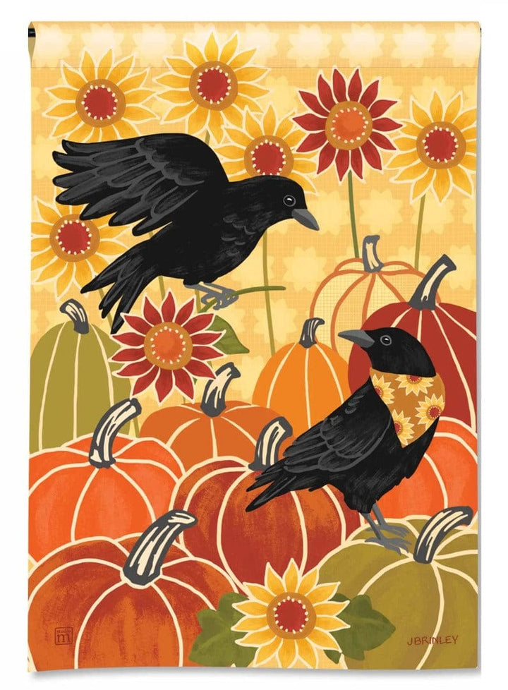 Sunflower Crows Garden Flag 2 Sided Fall Autumn 36867 Heartland Flags