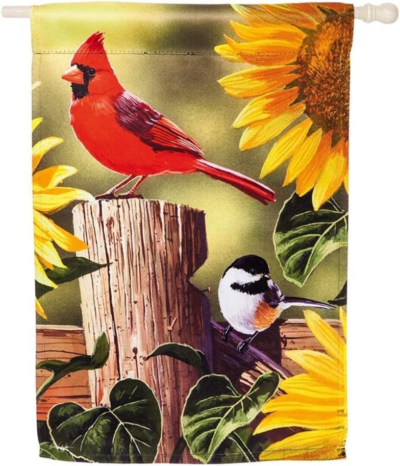 Sunflowers and Songbirds Flag 2 Sided Decorative Banner 13S3690BL Heartland Flags