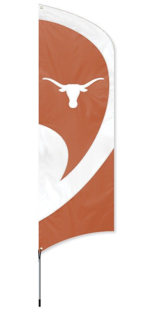 Texas Longhorns Flag Tall Team Feather with Flagpole TTUT Heartland Flags