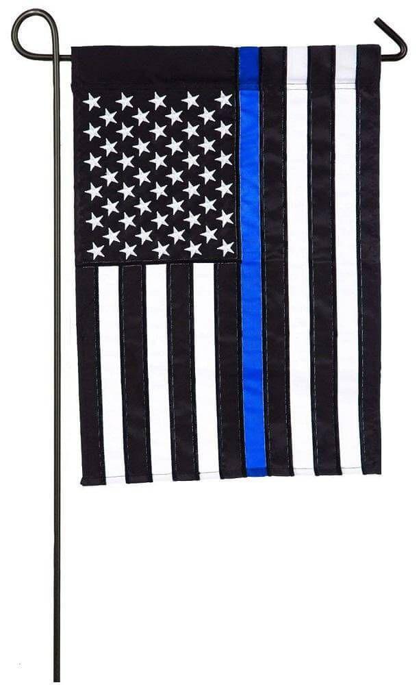 Thin Blue Line Police Applique Garden Flag Embroidered Stars 168687 Heartland Flags